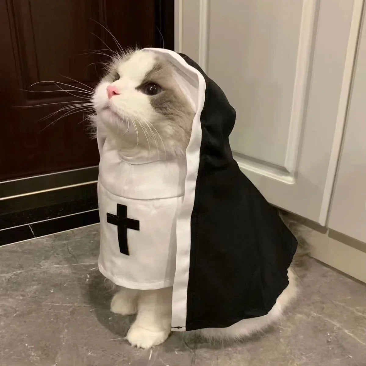 Nun Cloak Halloween Costume – Cosplay Dress for Small Pets