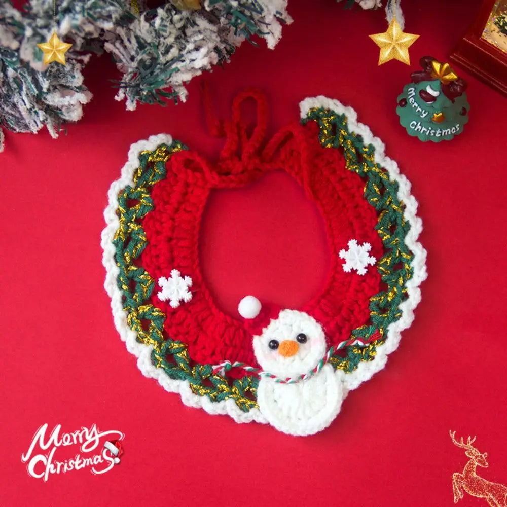 Hand-Knitted Christmas Pet Collar