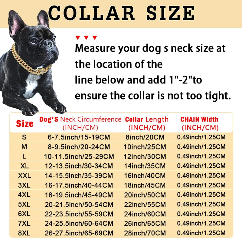 Diamond Cuban Dog Collar – Metal Chain with Secure Buckle