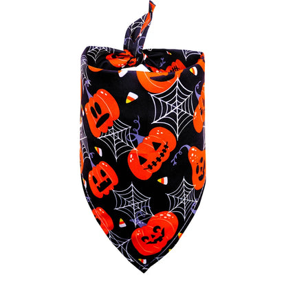 Halloween Dog Bandana – Pumpkin, Skull, Bat & Ghost Design