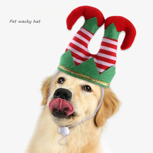 Striped Hat for Pets – Adjustable Christmas Headwear