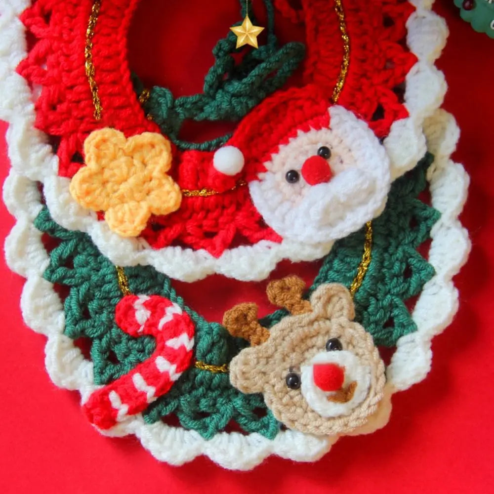 Hand-Knitted Christmas Pet Collar