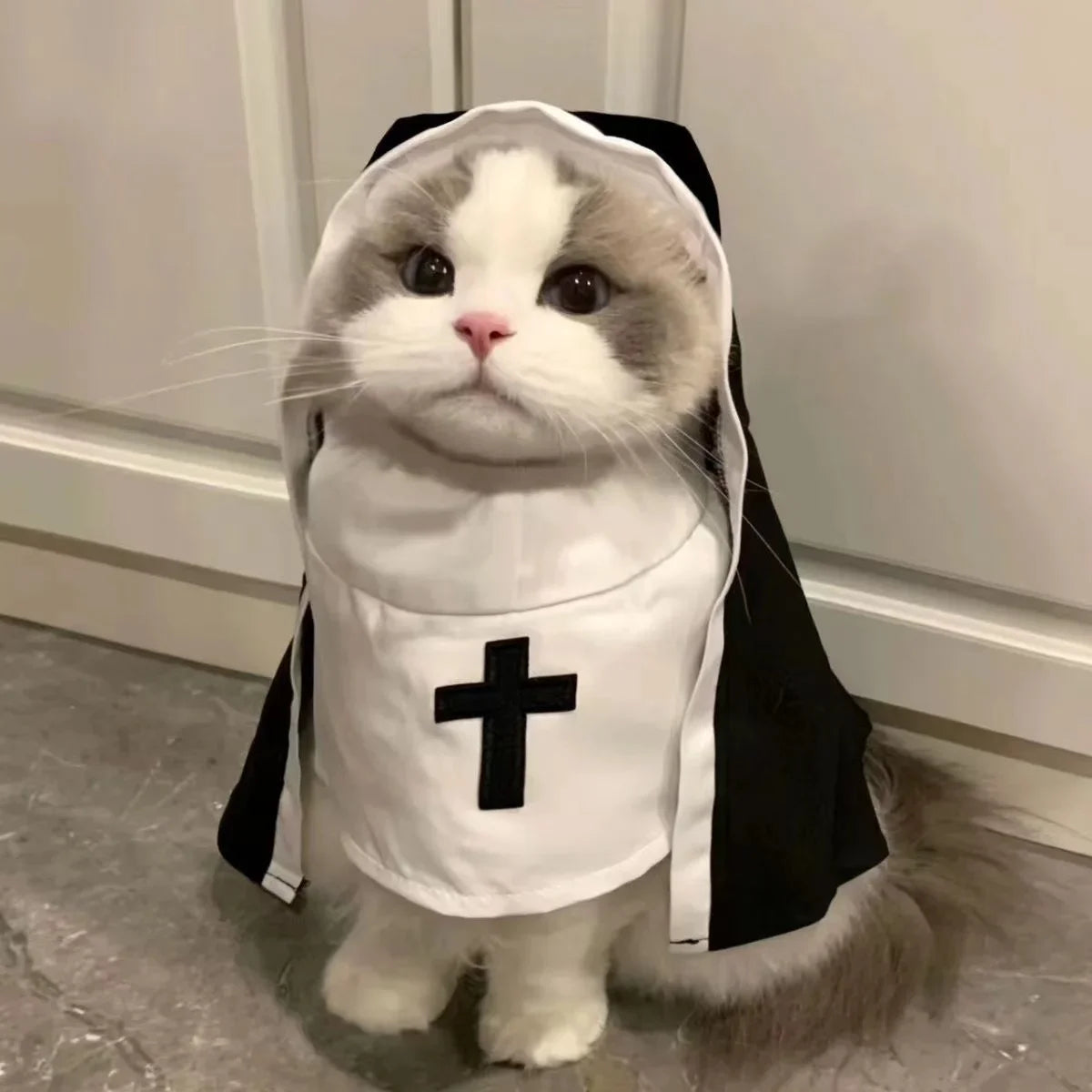 Nun Cloak Halloween Costume – Cosplay Dress for Small Pets