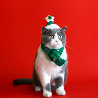 Chirstmas Knitted Pet Scarf & Hat