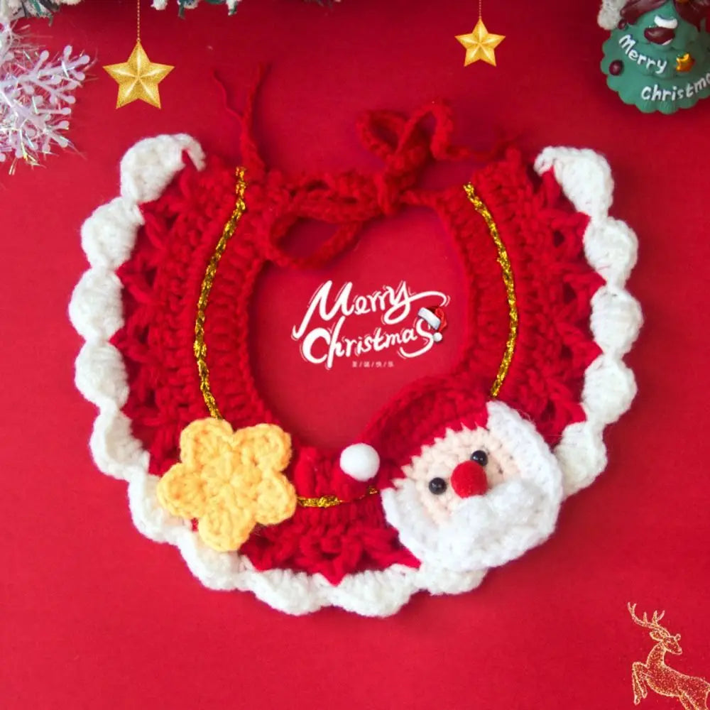 Hand-Knitted Christmas Pet Collar