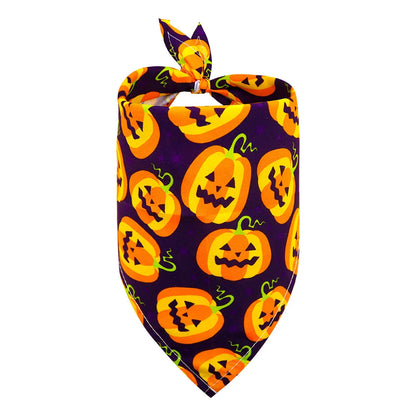 Halloween Dog Bandana – Pumpkin, Skull, Bat & Ghost Design