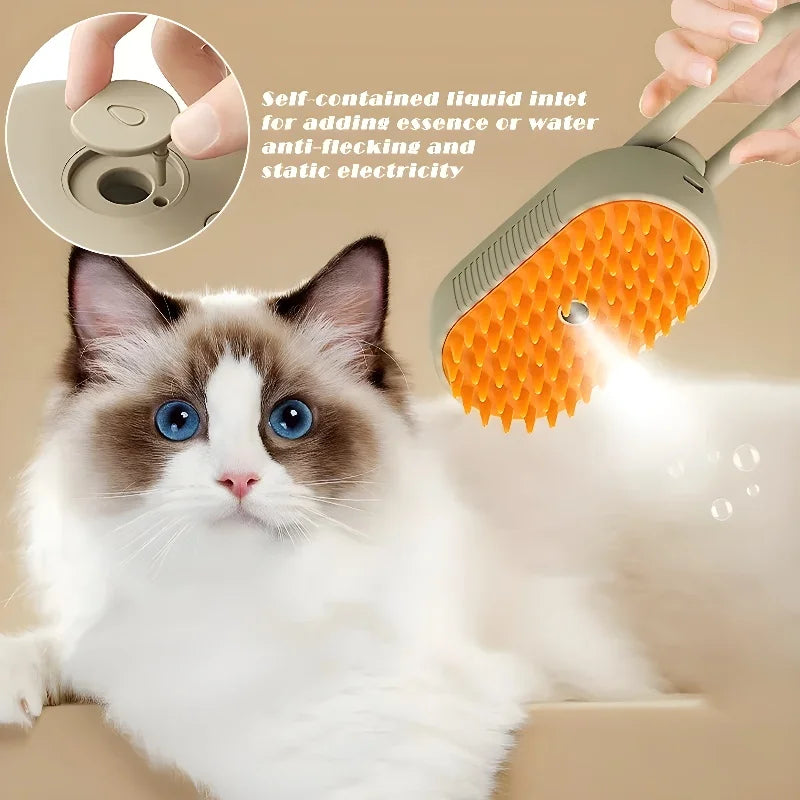 3-in-1 Pet Grooming Brush- Spray, Hair Removal & Massage