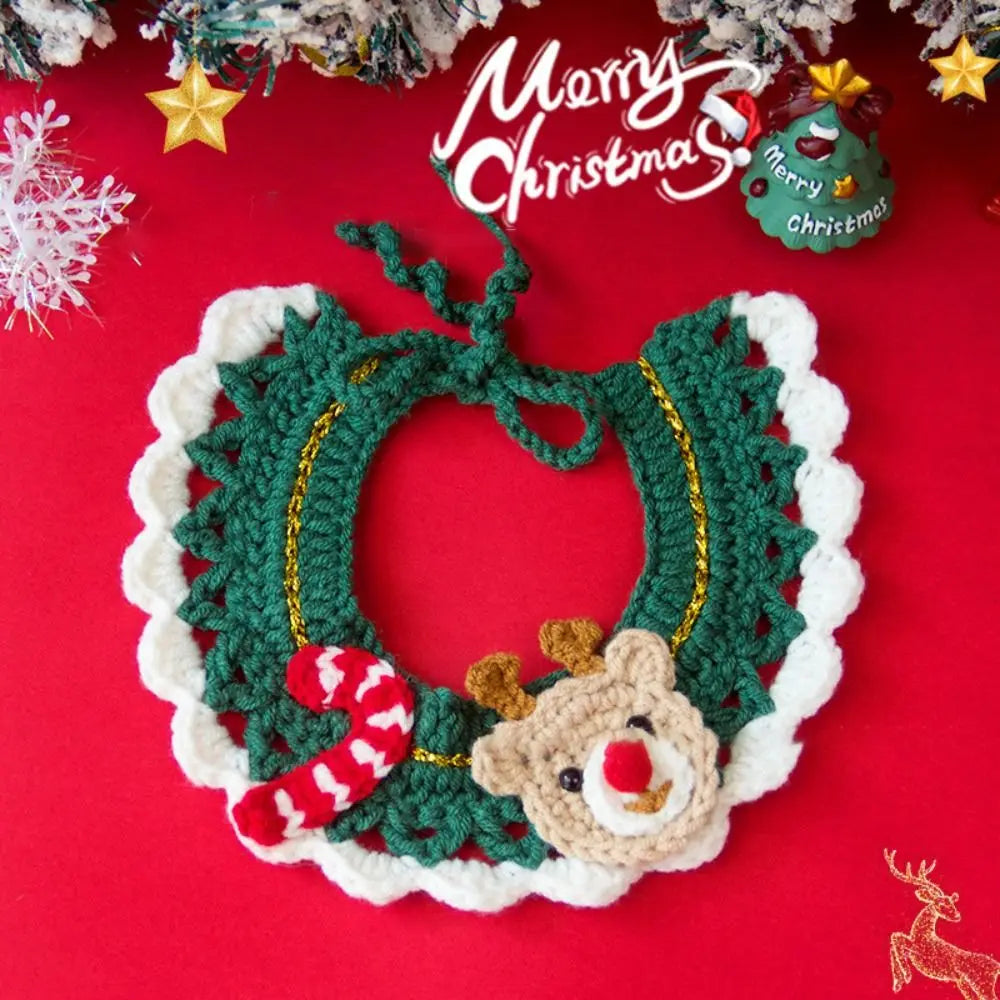 Hand-Knitted Christmas Pet Collar