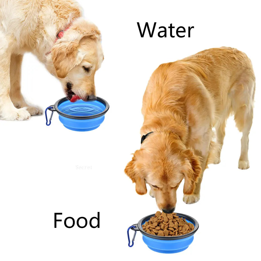 Collapsible Pet Bowl – Portable Silicone Dish with Carabiner