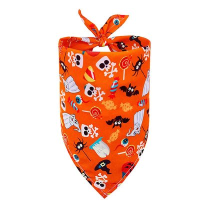 Halloween Dog Bandana – Pumpkin, Skull, Bat & Ghost Design