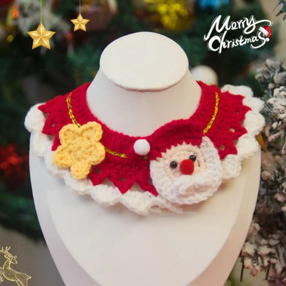 Hand-Knitted Christmas Pet Collar