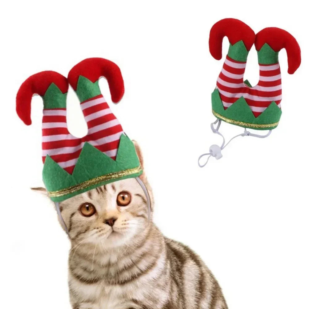 Striped Hat for Pets – Adjustable Christmas Headwear