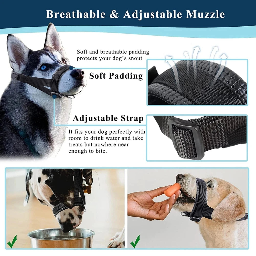 Adjustable Soft Dog Muzzle – Anti-Barking & Bite Prevention