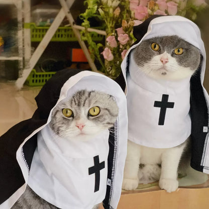 Nun Cloak Halloween Costume – Cosplay Dress for Small Pets