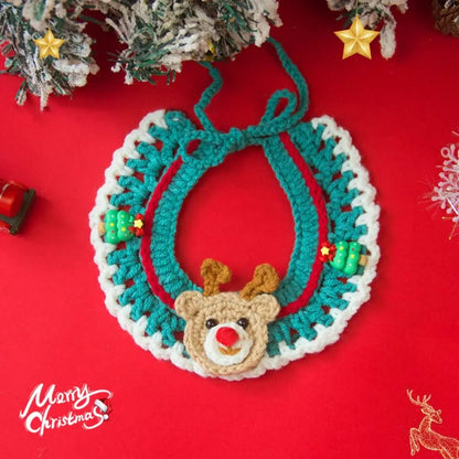 Hand-Knitted Christmas Pet Collar