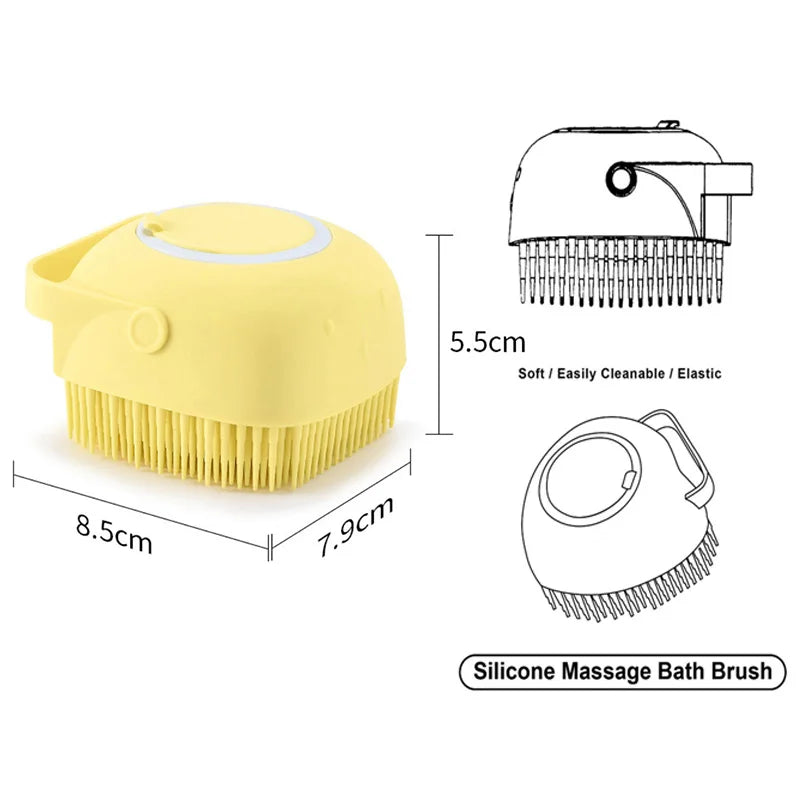 Dog Bath Brush & Massage Glove with Shampoo Dispenser