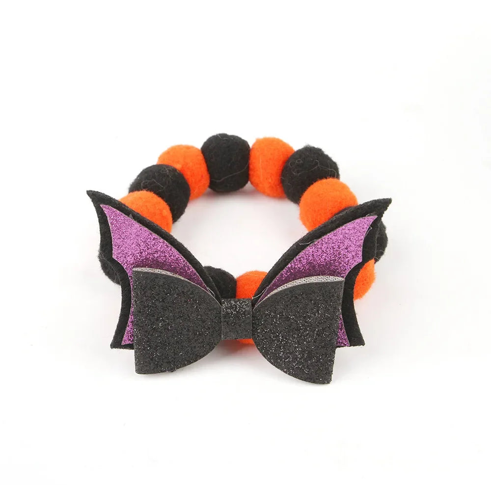 Halloween Themed Pet Collar – Elastic Rope Plush Necklace