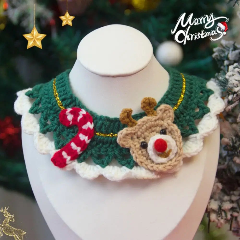 Hand-Knitted Christmas Pet Collar