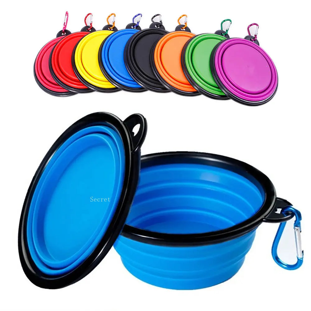 Collapsible Pet Bowl – Portable Silicone Dish with Carabiner