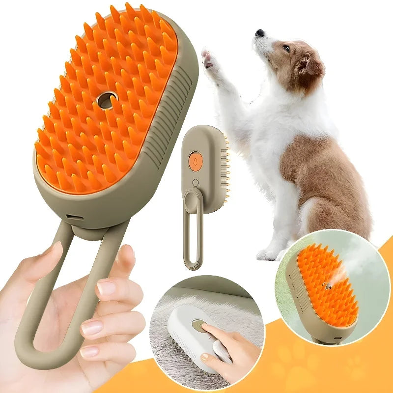 3-in-1 Pet Grooming Brush- Spray, Hair Removal & Massage