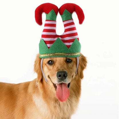 Striped Hat for Pets – Adjustable Christmas Headwear