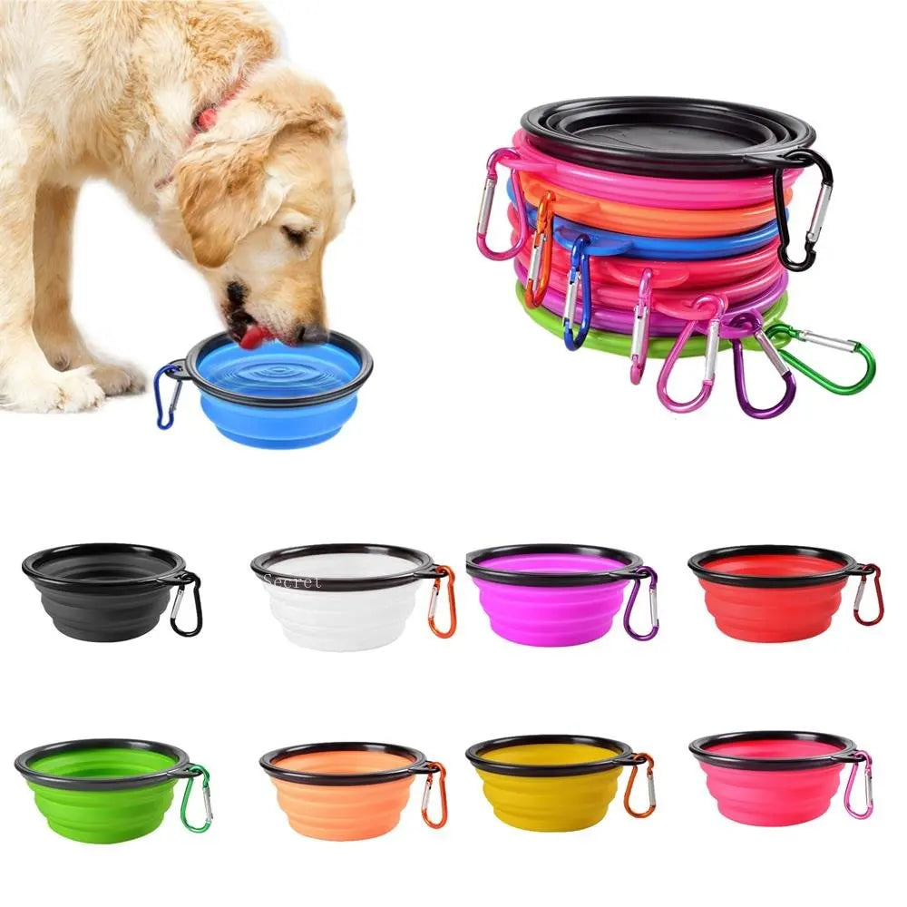 Collapsible Pet Bowl – Portable Silicone Dish with Carabiner