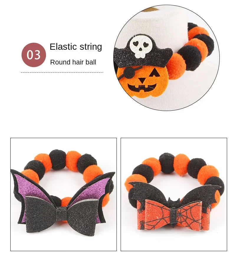 Halloween Themed Pet Collar – Elastic Rope Plush Necklace