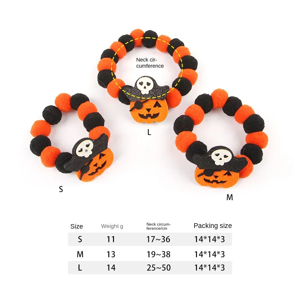 Halloween Themed Pet Collar – Elastic Rope Plush Necklace