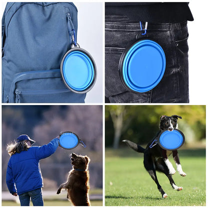 Collapsible Pet Bowl – Portable Silicone Dish with Carabiner