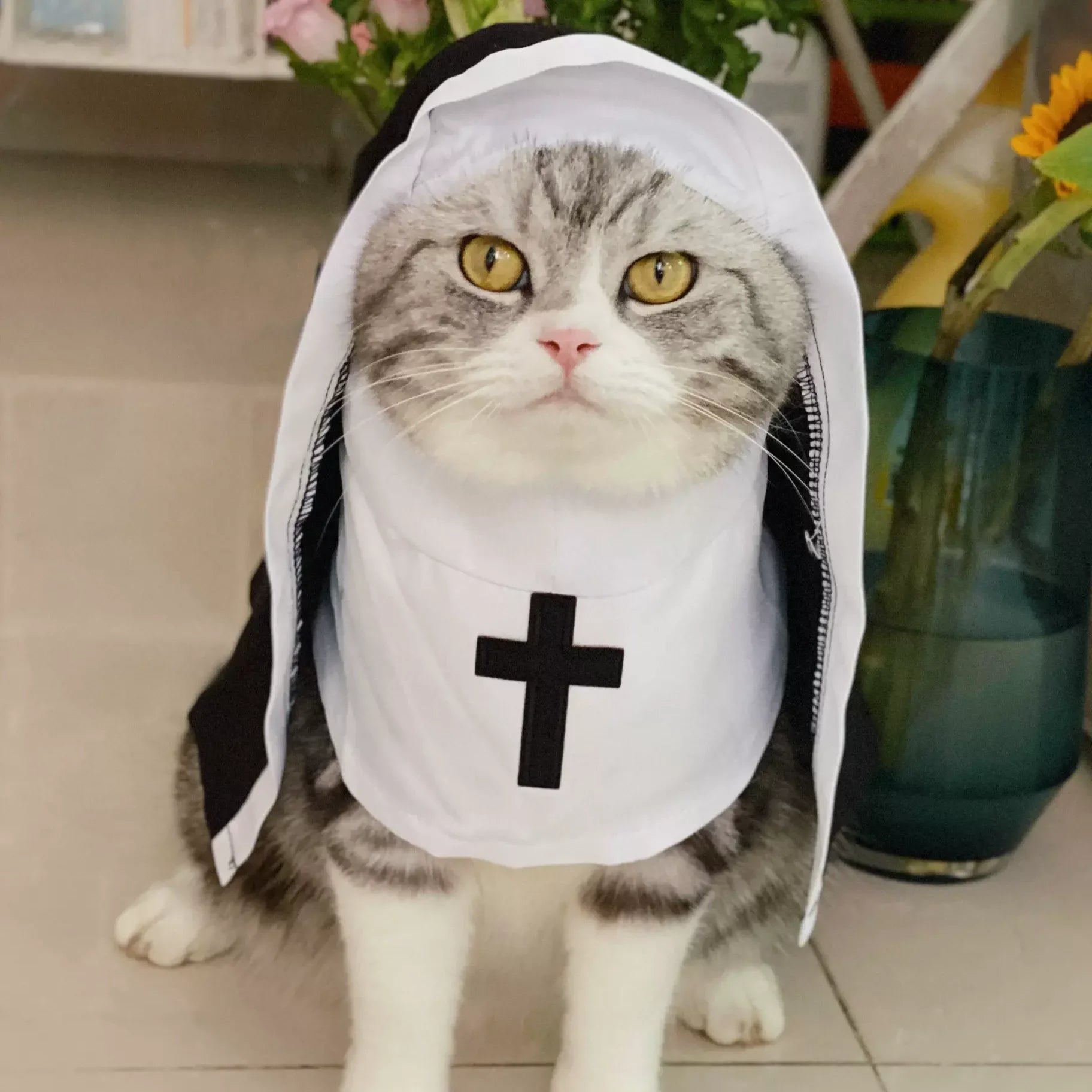 Nun Cloak Halloween Costume – Cosplay Dress for Small Pets