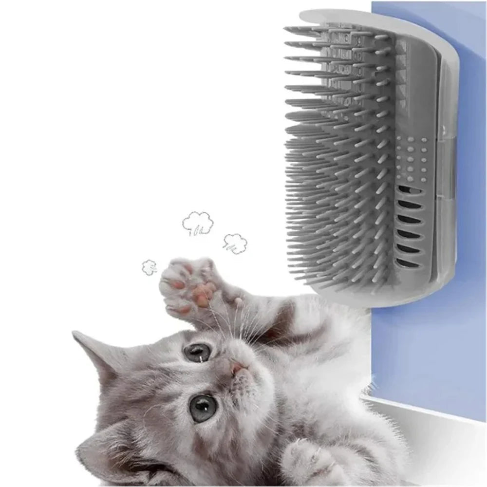 Cat Wall Brush with Catnip – Self Grooming & Massage Comb