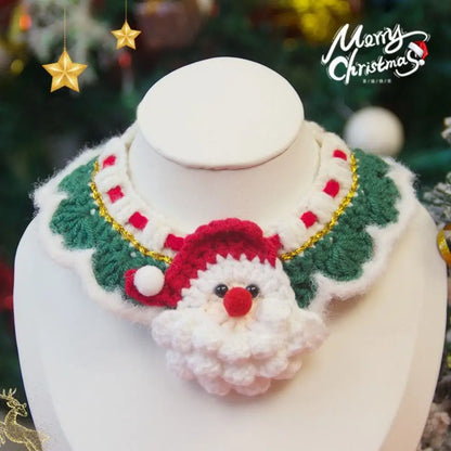 Hand-Knitted Christmas Pet Collar