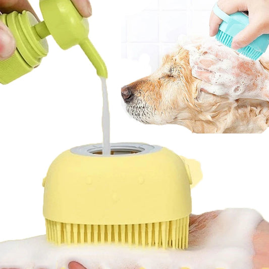 Dog Bath Brush & Massage Glove with Shampoo Dispenser