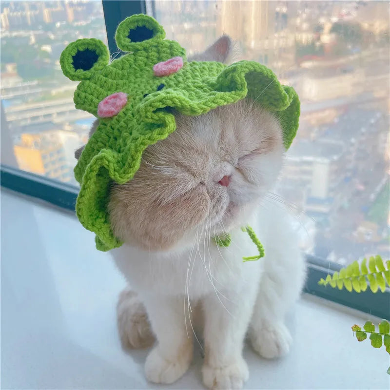 Elastic Knitted Cat Hat – Cute Pet Hat for Cats & Kittens