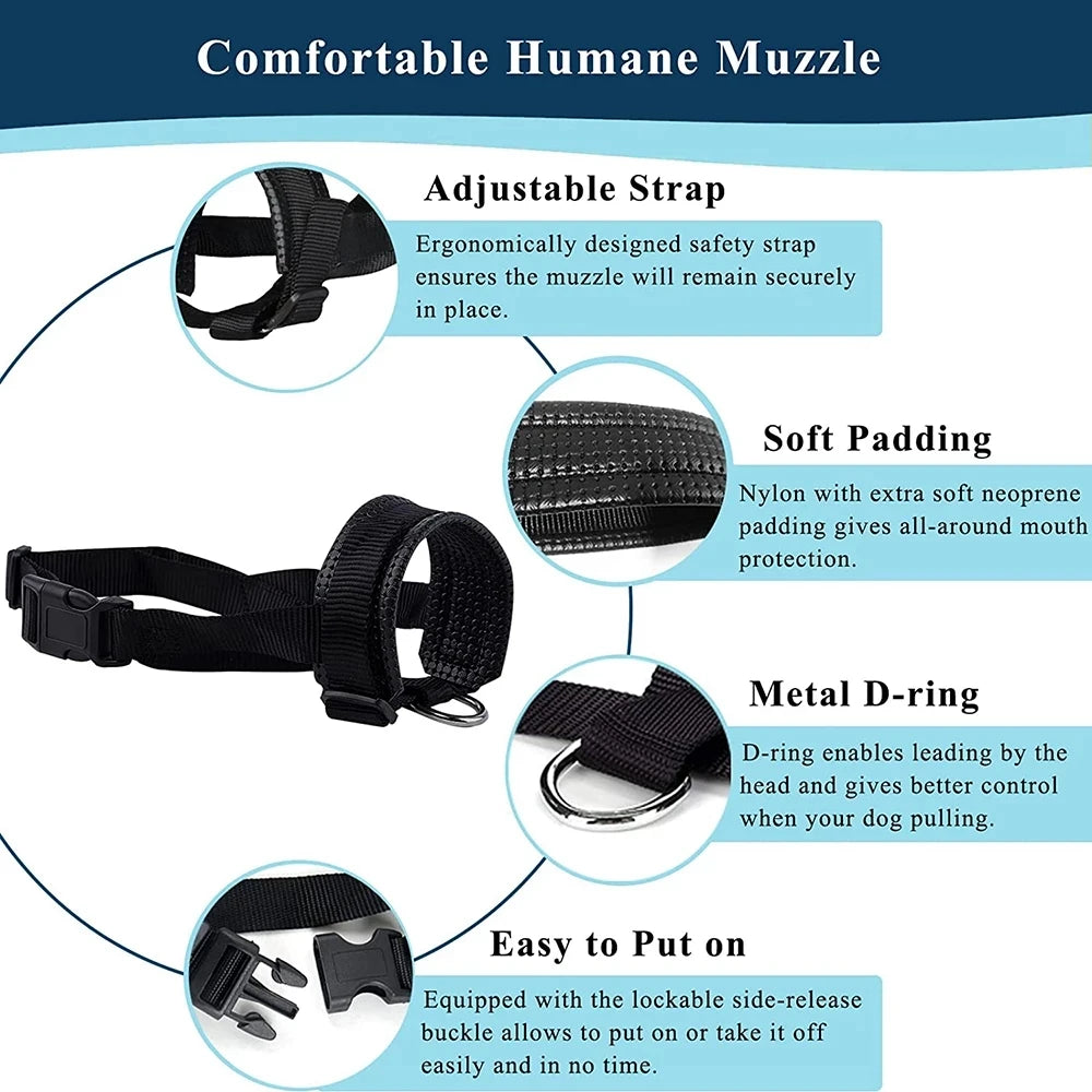 Adjustable Soft Dog Muzzle – Anti-Barking & Bite Prevention