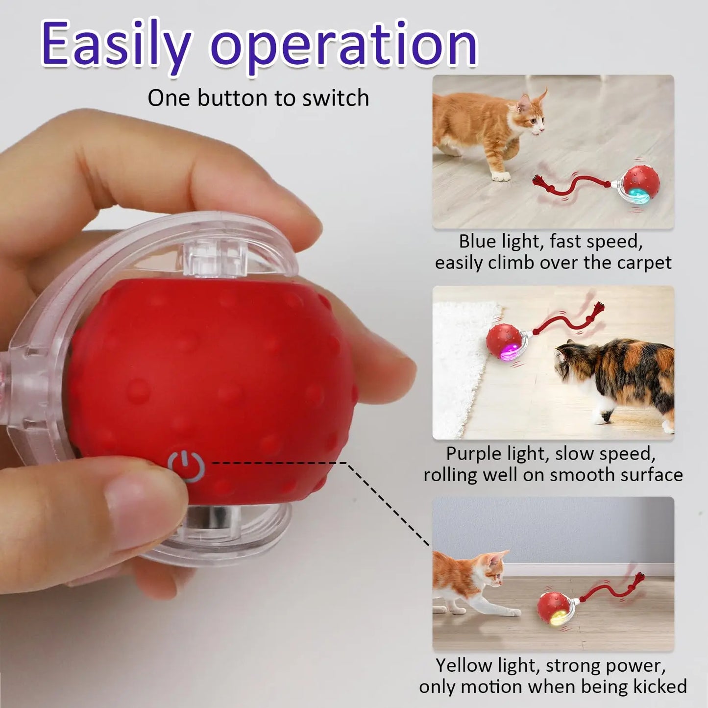 Motion Sensor Cat Rolling Ball – Interactive Teaser Toy V1