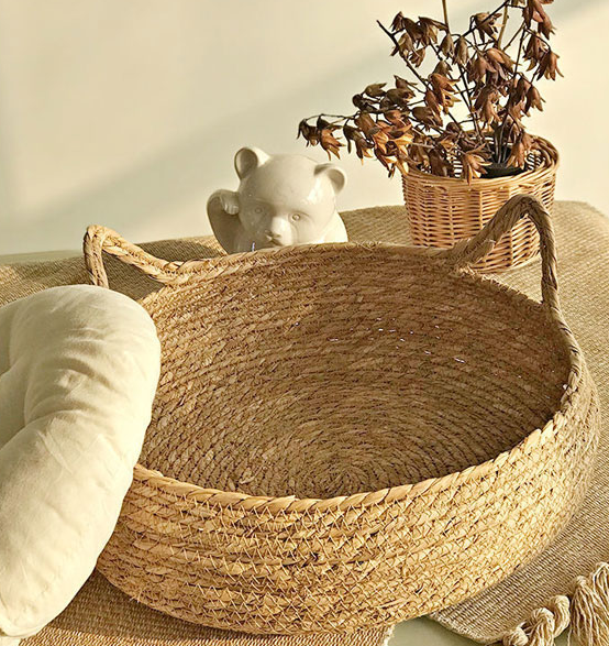 Weaving Cat Basket, Cat Bed With Cushion Soft & Warm